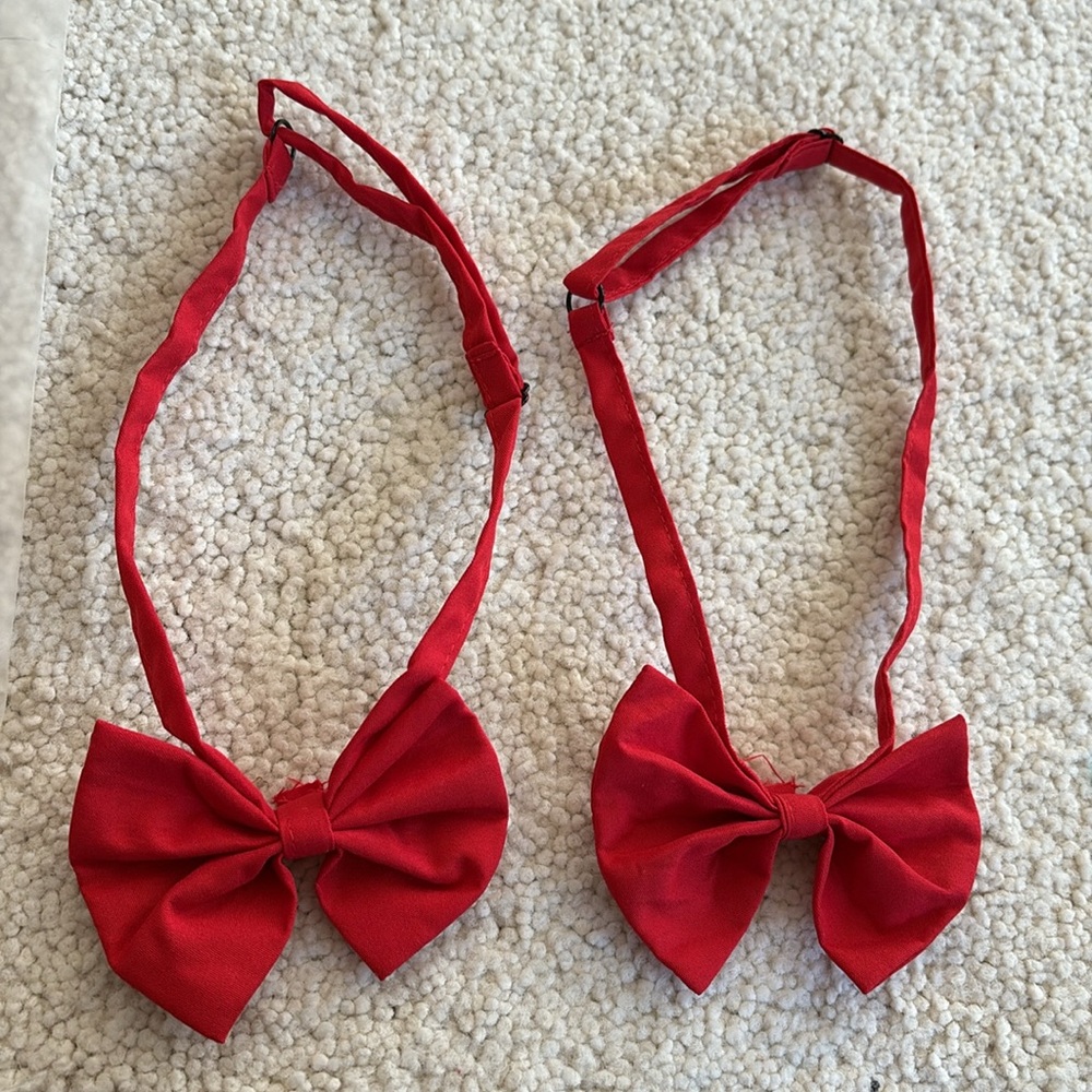 NWT 2.Red Soft Adjustable Bow Ties for Babies or Kids